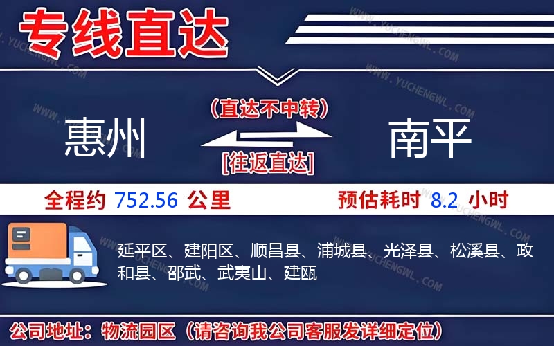 惠州到南平物流公司