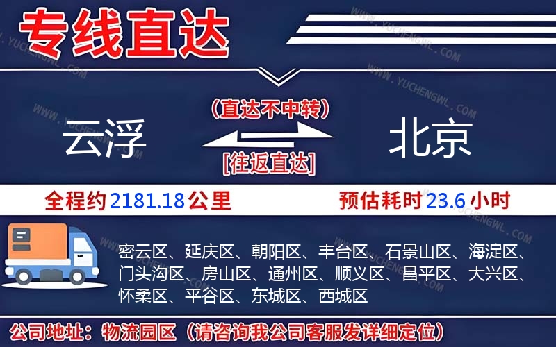 云浮到北京物流公司