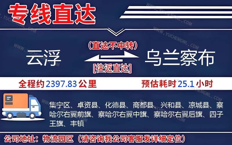 云浮到烏蘭察布物流公司