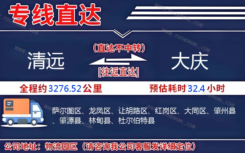 清遠(yuǎn)到大慶物流公司