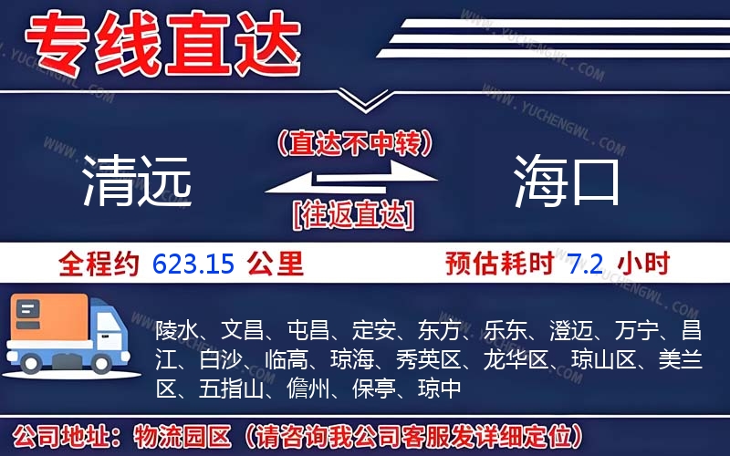 清遠(yuǎn)到海口物流公司