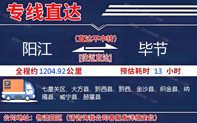 陽江到畢節(jié)物流公司