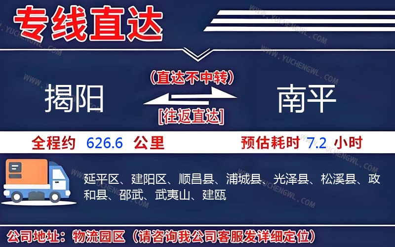 揭陽(yáng)到南平物流公司