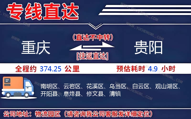 重慶到貴陽物流公司