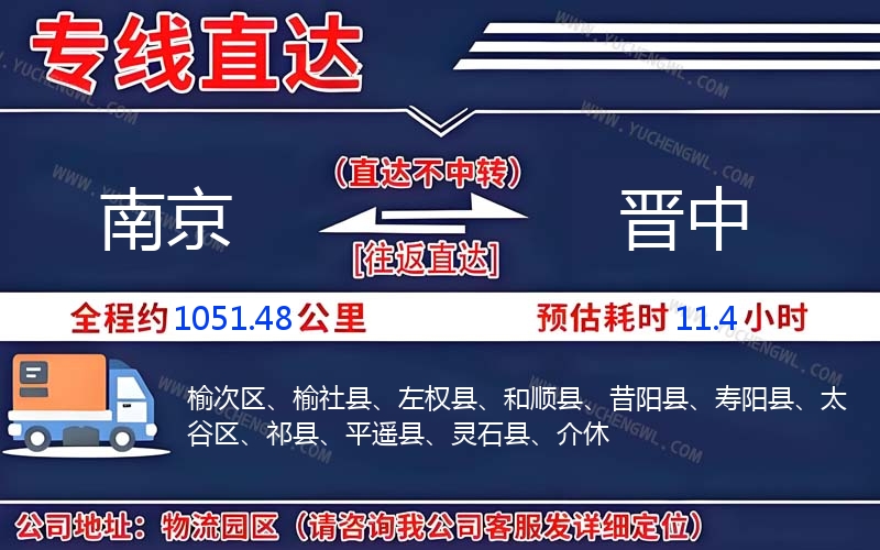 南京到晉中物流公司