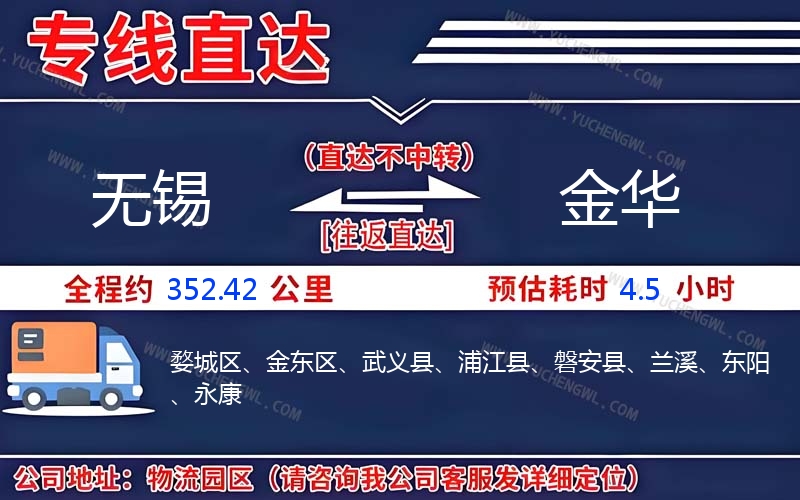 無錫到金華物流公司