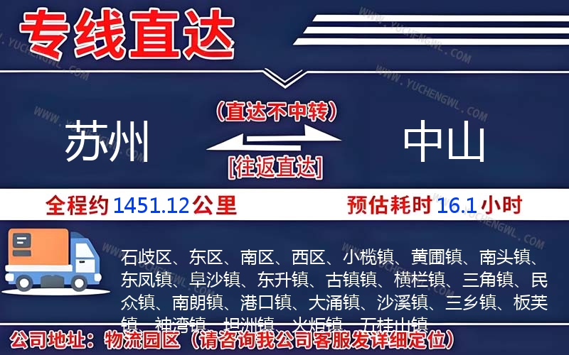 蘇州到中山物流公司