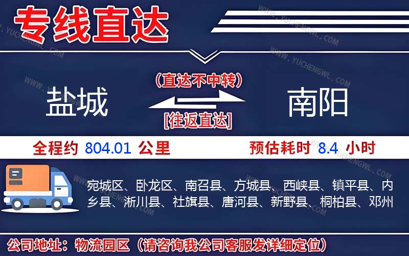 鹽城到南陽(yáng)物流公司