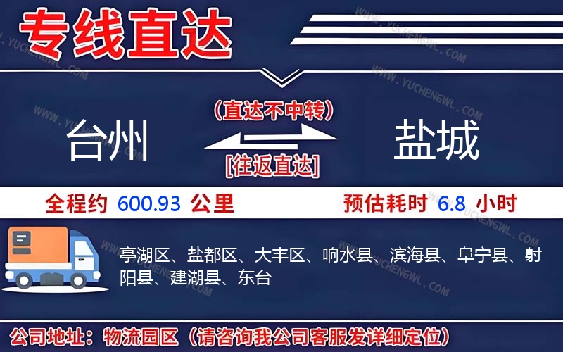 臺州到鹽城物流公司