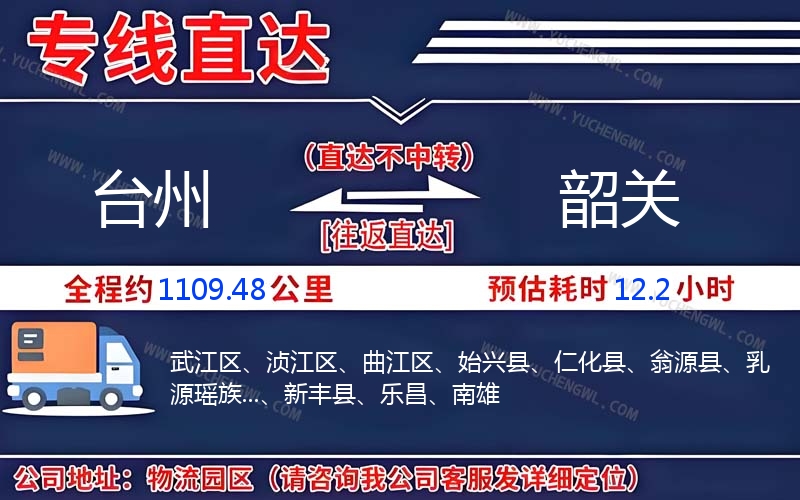 臺(tái)州到韶關(guān)物流公司